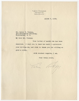 Calvin Coolidge Signed Type-Written Letter Dated March 7, 1929 (JSA)